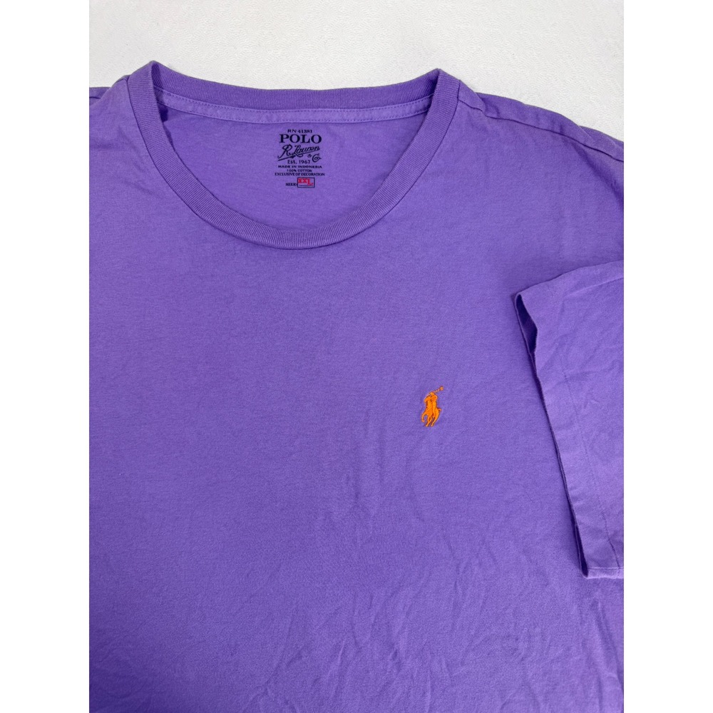 Polo Ralph Lauren Casual T-Shirt Mens XXL Purple Orange Pony Logo Basic EUC